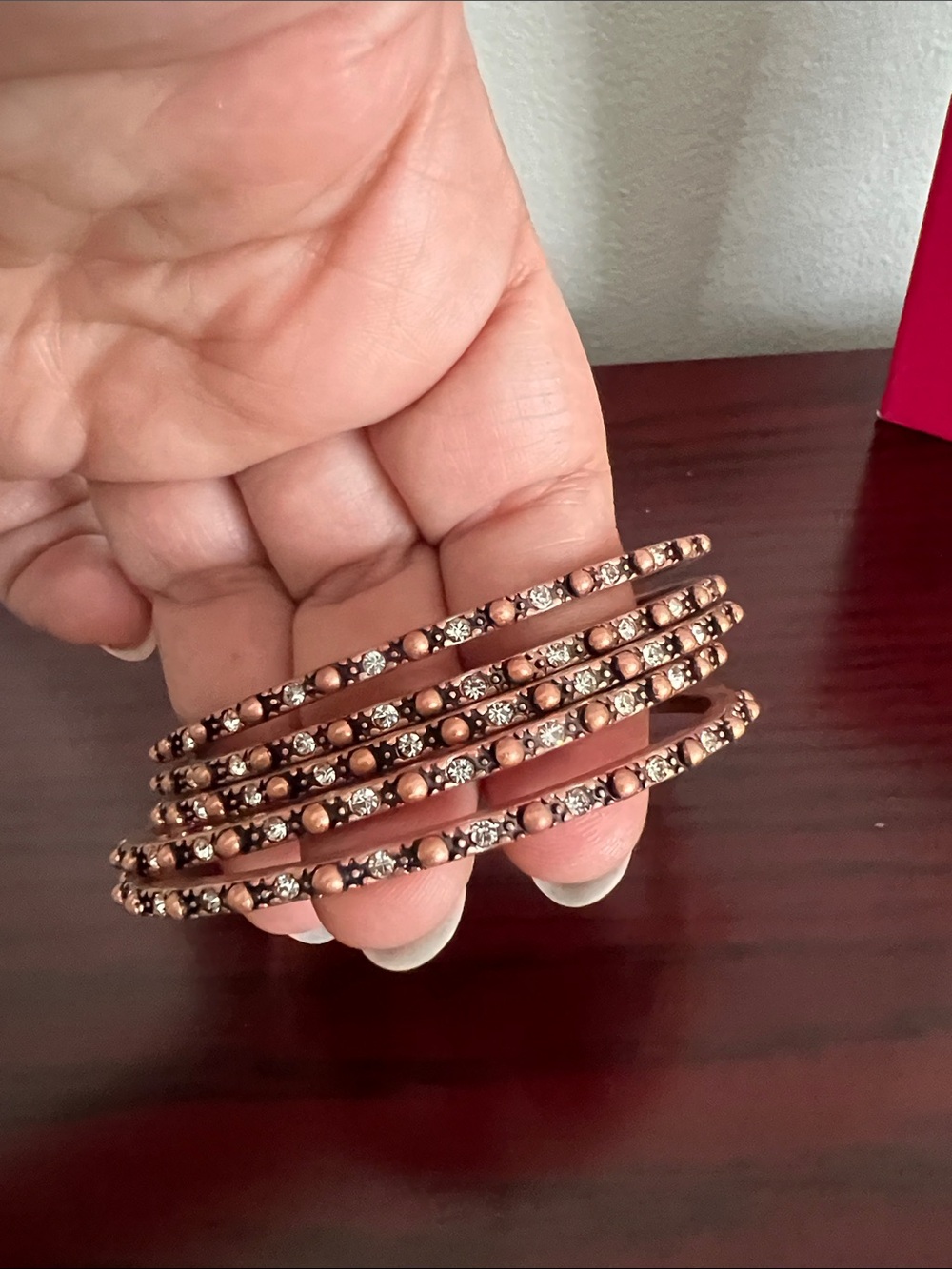 Premier Designs Copper-Tone Beaded Bangle Bracelet Set - Picture 3 of 5